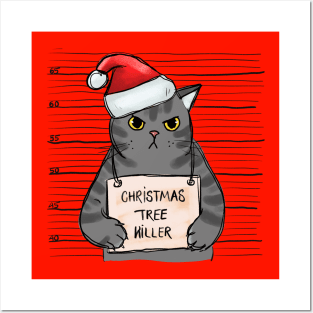 Christmas Tree Killer - Angry Christmas Cat Posters and Art